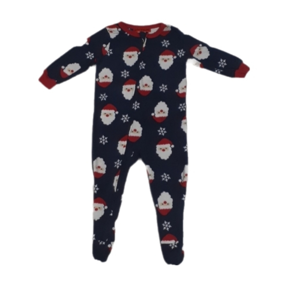 HolidayFamJams Babies Blue Christmas Santa Footie Size 18 Months